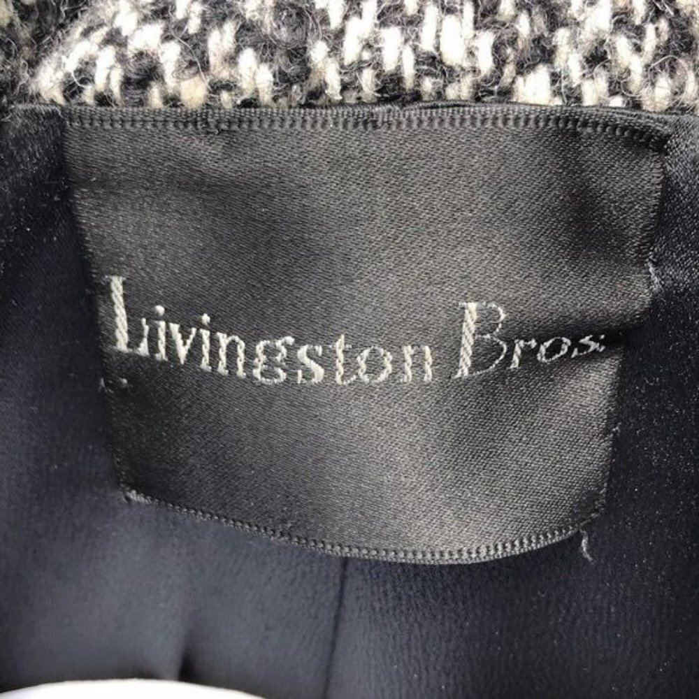 Vintage Livingston Bros Berriege Wool Fur Coat Black & White Fur CollarJacket Si - Picture 2 of 11